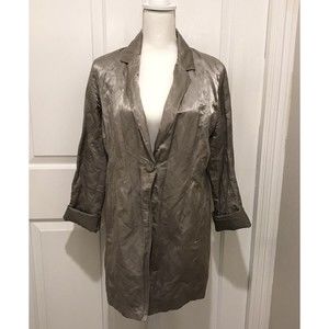 Eileen Fisher Women’s One Button Blazer Gray Metallic Stretch Lined  Siz…